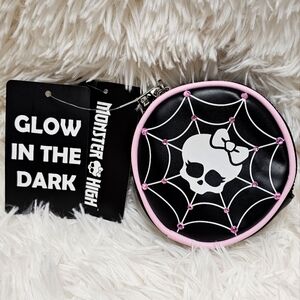 Monster High Skullette Spiderweb Rhinestone Glow In The Dark Wallet Coin Purse